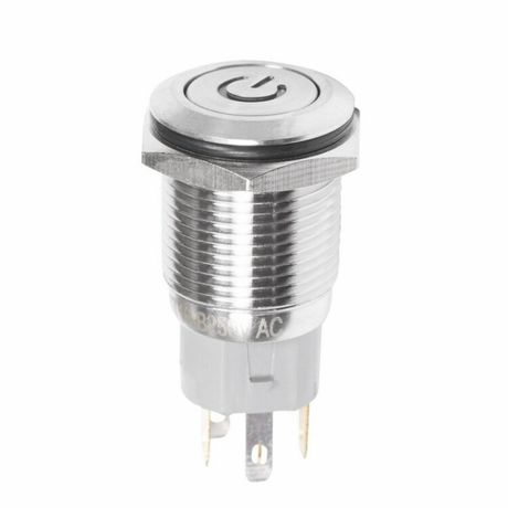 Кнопка антивандальная d16 250В без фикс. (5с) OFF-(ON)/ON-(OFF) плоская подсветка красн. power Rexant 36-3243 MEET