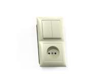 СЕЛЕНА Блок комбинированный с/у выключатель 2-хклавишный с подсв.+розетка 2К БКВР-418, сл.кость - 8180 Кунцево