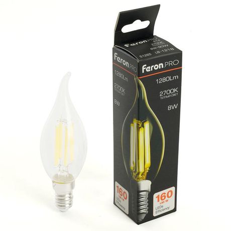 Лампа светодиодная LED 8вт Е14 теплый свеча на ветру FILAMENT .PRO - 51265 FERON