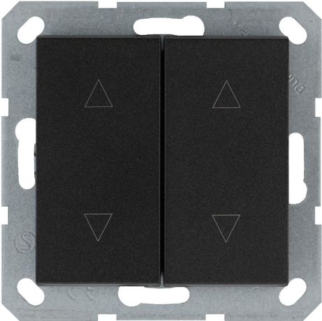 Выключатель двухклавишный для штор 10A 250V~ с накладкой, цвет Антрацит - G3028B Jasmart