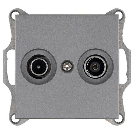 Розетка телевизионная проходная TV + FM 2-м Ф9.5мм механизм алюм. Jasmart G6205S