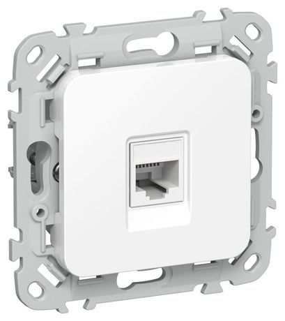 Розетка компьютерная СП FLITE РК5е-1-0-ФлБ RJ45 кат.5E UTP механизм бел. IEK FI-K12-1-K01 IEK арт. FI-K12-1-K01