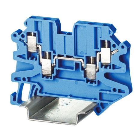 Клемма проходная , винтовой зажим, 4 точки подключения, 2.5 кв.мм, синяя - TUR-2.5-QUATTRO-BU ДКС