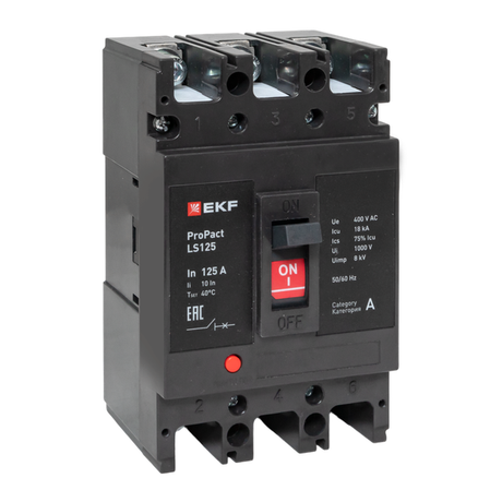 Выключатель автоматический LS125 18кА 3P 160А ProPact | mccb-125-18-3-160-ls EKF