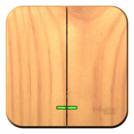 Выключатель BLANCA двухклавишный наружный (схема 5) с подсветкой и изоляционной пластиной 10а 250b ясень - BLNVA105115 APC