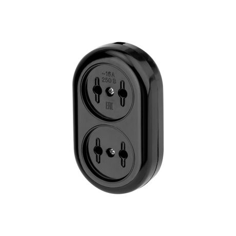 Колодка удлинителя 2-м без заземл. 16А карболит черн. Rexant 11-8981 MEET