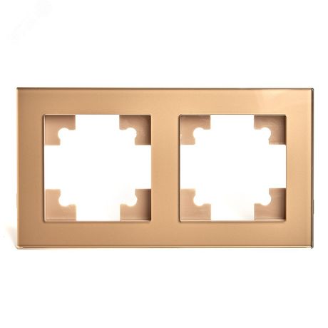 Рамка двухместная горизонтальная, стекло, серия Катрин, золото Stekker - GFR00-7002-08 49034 FERON