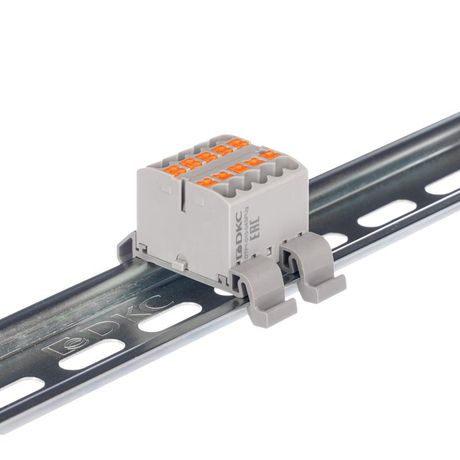 Блок распределительный с гориз. адаптером на рейку шириной 35мм, зажим push-in, 10 точек подключения 2,5 кв.мм, серый | DTP1-010-04SPUG-H DKC ДКС