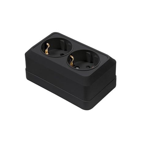 Розетка 2-местн. с заземле. BOLLETO IP20 ОП 7128В черн. IN HOME 4690612061061