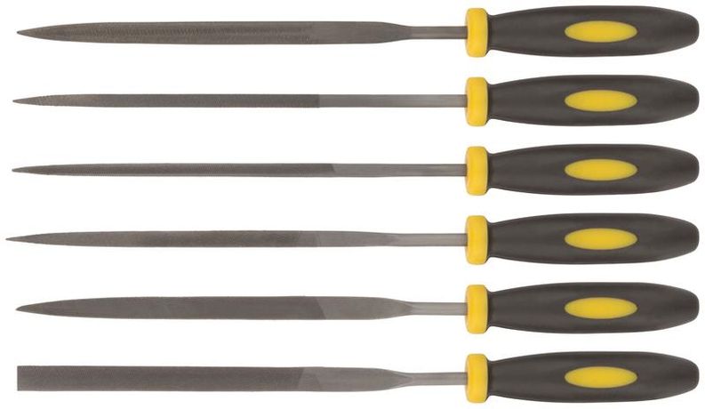 Надфиль прорезиненный ручка 3х150/70мм 6шт FIT 42172 РОС