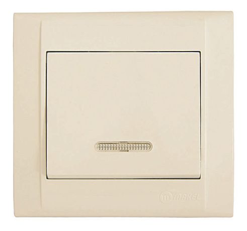 Выключатель 1-кл. СП Defne 10А IP20 с подсветкой крем. Makel 42010021