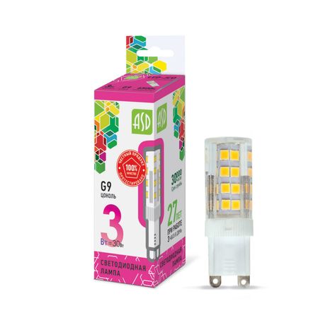 Лампа светодиодная LED-JCD-standard 3Вт 230В G9 6500К 270Лм | 4690612026435 ASD