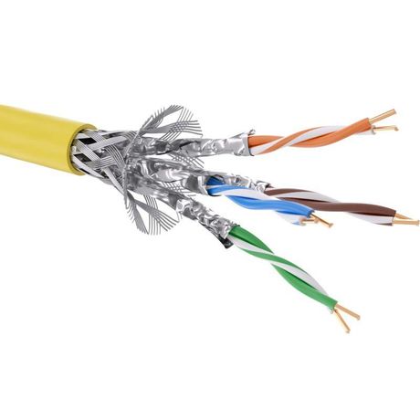 Кабель витая пара кат. 7 экранированный, S/FTP, 4 пары, нг(А)-LS, цвет внешней оболочки желтый, катушка 500 м | RN7SFK02YL DKC ДКС