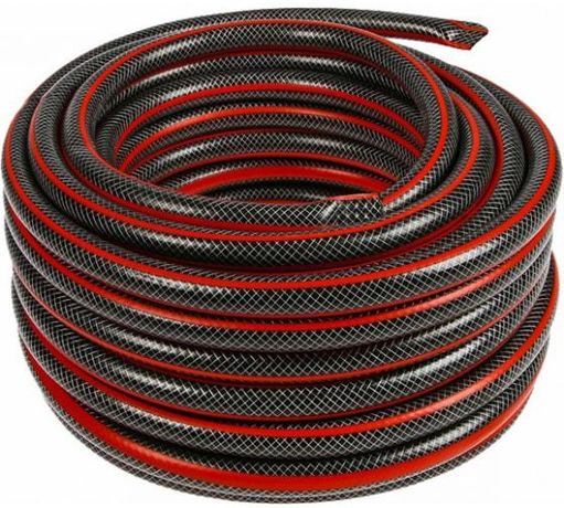Шланг поливочный ПВХ усиленный премиумпищевой трехслойный армированный 1/2 25м черно-красный - 73/7/2/10 Вихрь