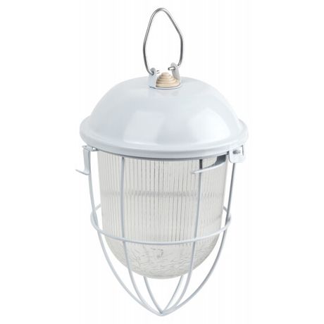 Светильник пылевлагозащищенный под лампу для ЖКХ НСП 41-200-003 с решеткой Желудь сталь / стекло IP54 E27 max 200Вт 185х345 белый | Б0052020 ЭРА