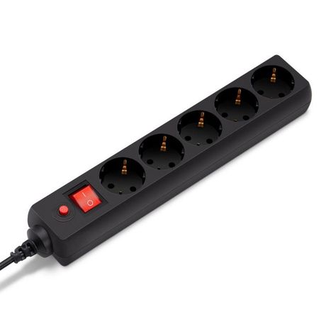 Удлинитель с сетевым фильтром 5х10м заземл. 10А IP20 500SH-10-B 2.2кВт CCA черн. BURO 992303