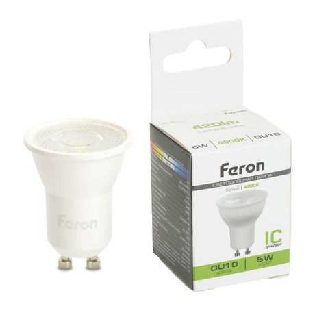 Лампа светодиодная LED 5вт 230в GU10 белый с линзой 38 гр. - LB-272 51219 FERON