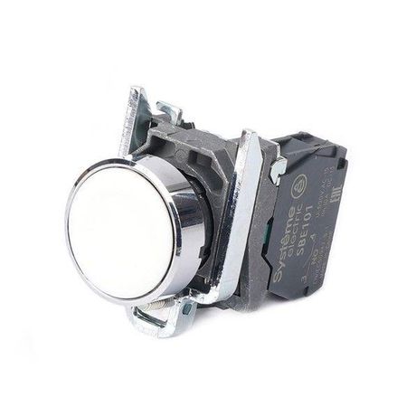 Кнопка модульная SB4 в сборе 22мм с возвратом металл 1НО бел. SE SB4BA11 APC