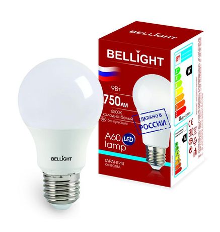 Лампа светодиодная LED A60 220В 9Вт E27 750лм 6500К BELLIGHT 86363996