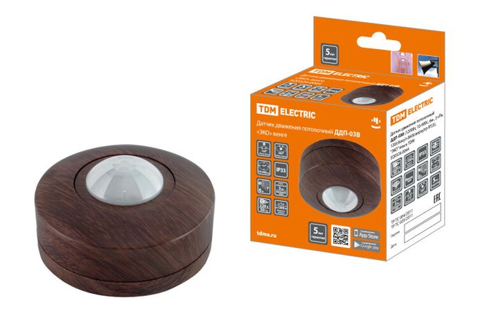 ДДП-03В (1200Вт, 10-900с, 6м , 3+Лк, 120(сбоку)+360(сверху)гр IP33), "ЭКО" венге | SQ0324-0044 TDM