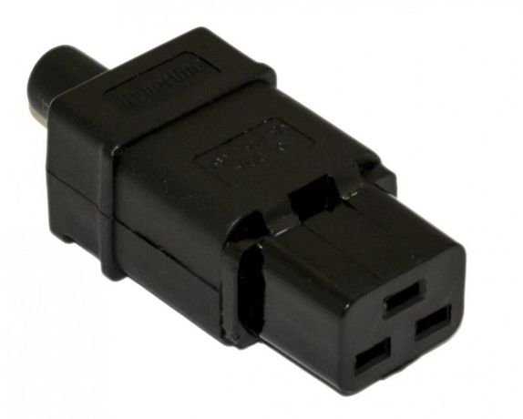 Разъем CON-IEC320C19 прямой IEC 60320 C19 220В 16А на кабель контакты винтах (плоск. внутри разъема) Hyperline 54434