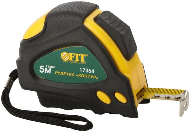 Рулетка Контур с автостопором, прорезиненный корпус 5 м x 19 мм - 17364 РОС