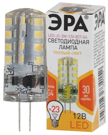 Лампа светодиодная LED JC-3W-12V-827-G4 Лампы СВЕТОДИОДНЫЕ СТАНДАРТ ЭРА (диод, капсула, 3Вт, тепл, G4) | Б0033193