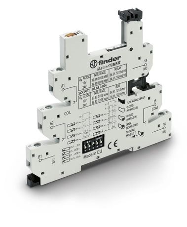 Розетка серия MasterTimer безвинтовые клеммы 'Push-in' для реле 34 серии встроенный таймер мультифункциональный (AI DI GI SW BE CE DE EE) регулировка времени 0.1с-6ч питание 12-24В AC/DC в комплекте пластиковая клипса опции LED - 93690024 FINDER 93.69.0.024