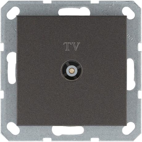 Розетка телевизионная проходная TV Ф9.5мм механизм мокко Jasmart G6002Z