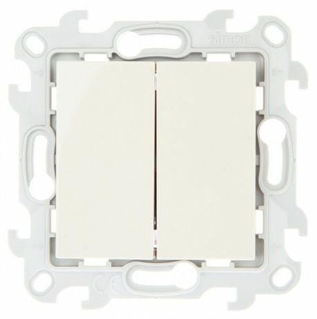 Двухклавишный кнопочный выключатель 10A 250В цвета слоновая кость S24 Harmonie | 2410151-031 Simon