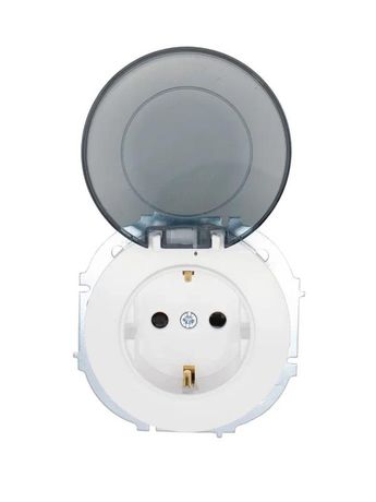 Розетка 1-м СП OSEN IP44 с заземл. крышкой ПБТ бел. LEZARD 743-0288-123BIPCH