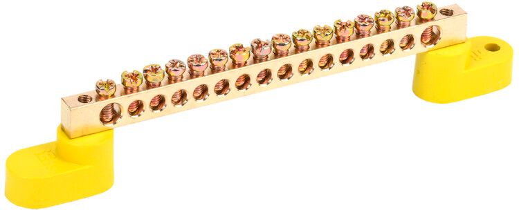 Шина PE "земля" на двух угловых изоляторах ШНИ-6х9-16-У2-Ж | YNN10-69-16C2-K05 IEK