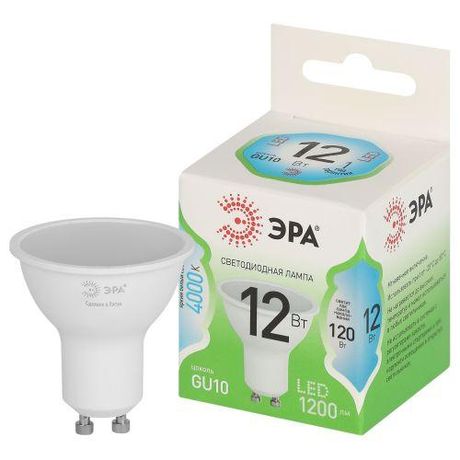 Лампа светодиодная GREEN LINE LED MR16-12W-840-GU10 GL GU10 12 Вт софит яркий белый свет | Б0066994 ЭРА