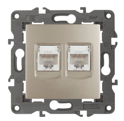 Розетка компьютерная 2-м Elegance 14-3108-04 RJ45 IP20 механизм шампань Эра Б0034311