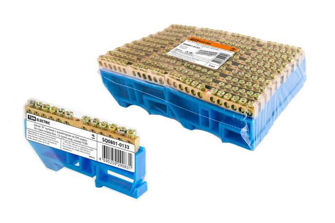 Шина "N" нулевая с изолятором на DIN-рейку 8x12мм стойка бол. 12 групп инд. стикер | SQ0801-0133 TDM