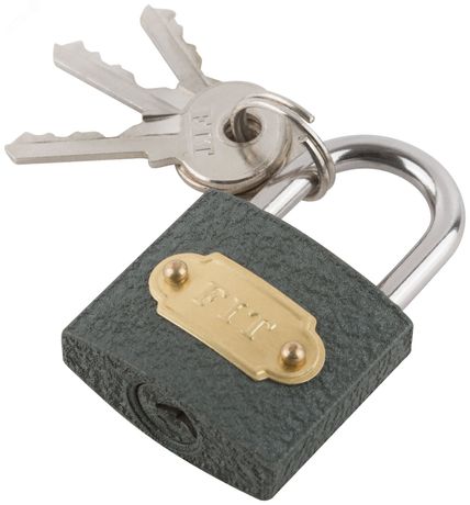 Замок навесной железный 32х28мм стальная дужка 5мм FIT 67132 РОС