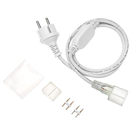 Набор установочный для односторон. гибкого неона 15х26мм (шнур питания каучук с диодным мостом и вилкой; заглушка; переходная муфта; игла) 1.5м Neon-Night 134-504