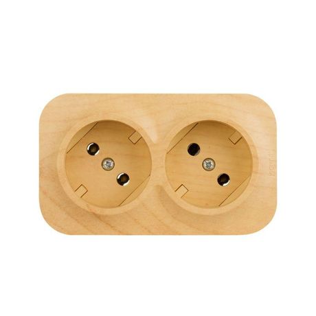 Розетка 2-местная для открытой установки без заземления защитных шторок с предварительным подключением 16А дерево QUTEO - 782281 Legrand