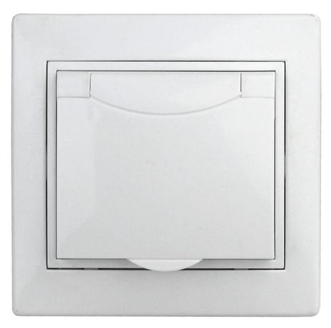 Розетка Intro Plano 1Э-207-01 с заземлением 2P+E Schuko крышкой шторками, 16А-250В, IP20, СУ, без лапок, белый | Б0053956 ЭРА