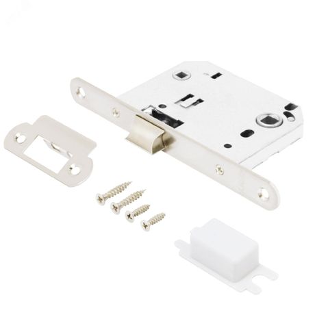 Защелка врезная универсальная без ручек для деревянных межкомнатных дверей, АЛЛЮР АРТ L7050R SN никель матовый - 11568 ПТК