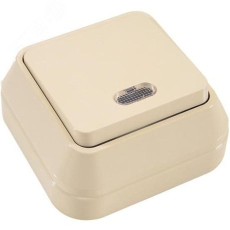 Выключатель одноклавишный наружный бежевый с подсветкой - 45221 Makel