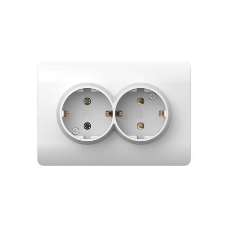 Розетка с/з со шторками двойная, 16А, белый(NEW3-E) | 431541 CHINT