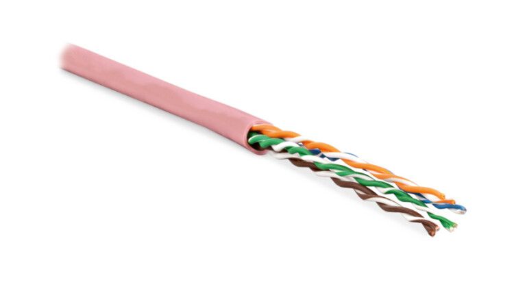 Кабель витая пара неэкранир. U/UTP кат.5E 4 пары 24 AWG МЖ patch PVC -20град.C-+75град.C UUTP4-C5E-P24-IN-PVC-PK-100 роз. (уп.100м) Hyperline 444285