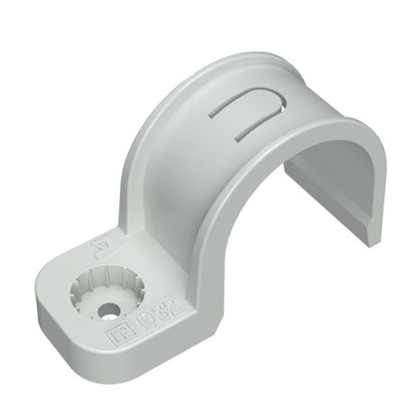 Крепеж-скоба пластиковая d32 мм односторонняя для прямого монтажа атмосферостойкая серая в п/э (5шт/300шт уп/кор) | PR13.0400 Промрукав Строитель