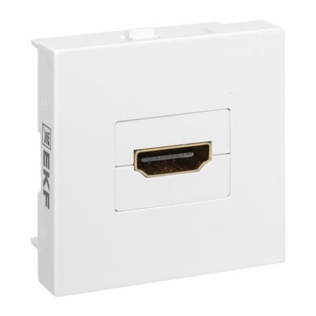 Розетка HDMI 45x45, 2 модуля, 1 гнездо, без индикатора, белая EKF - E2MR-21HDMI-10