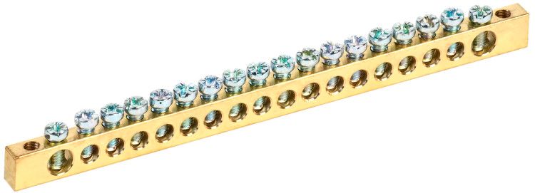 Шина PEN "земля-ноль" 6х9мм 18/2 (18групп/креп по краям) | YNN11-18-100 IEK