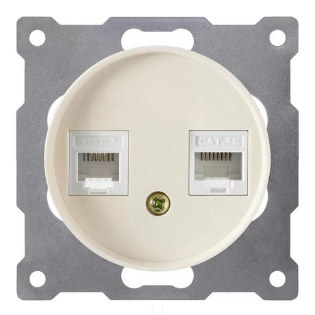 Розетка компьютерная + телефонная 2-м СП Florence RJ45 RJ11 кат.5E механизм беж. (1E20801301) OneKeyElectro 2172794 ССТ