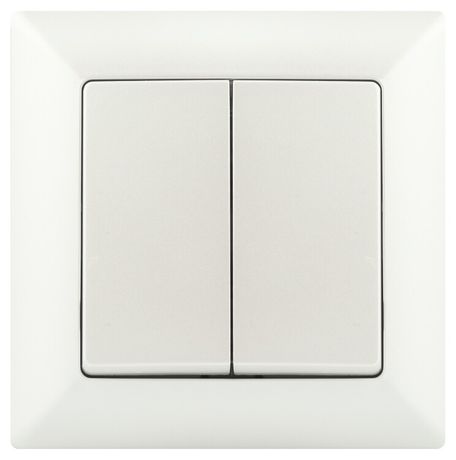 Выключатель двухклавишный скрытого монтажа перламутр 10А 250В Intro Solo 4-104-06 - Б0053590 ЭРА
