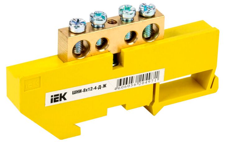 Шина PE "земля" на DIN-изоляторе ШНИ-8х12-4-Д-Ж | YNN10-812-4D-K05 IEK