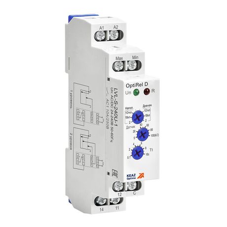 Реле контроля уровня OptiRel D LVL-S-240U-1 с датчиком 1,5м 10А 1СО 24-240АС/DC | 332024 КЭАЗ